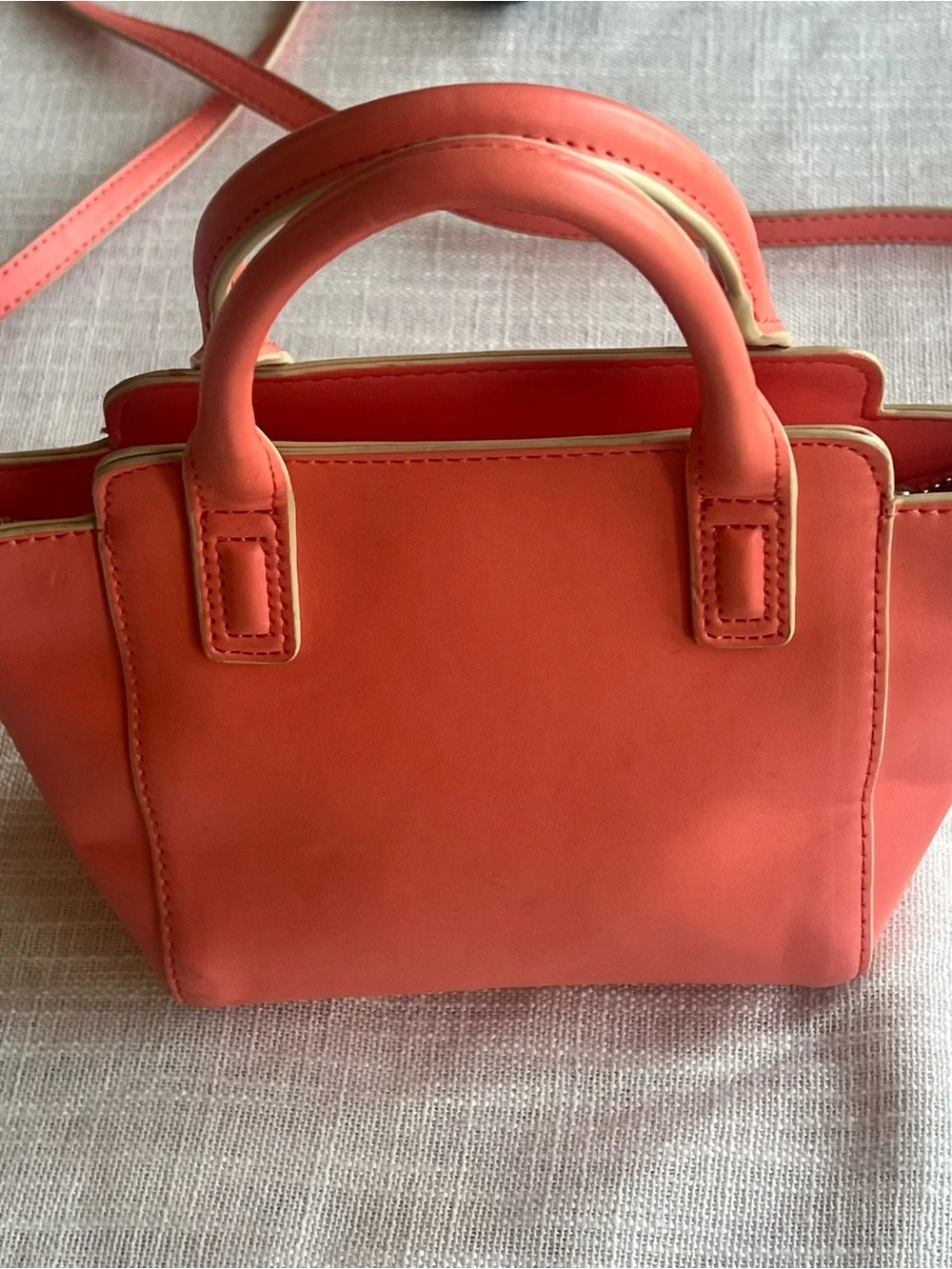 Vera Bradley Coral Faux Leather Satchel Crossbody Purse Bag